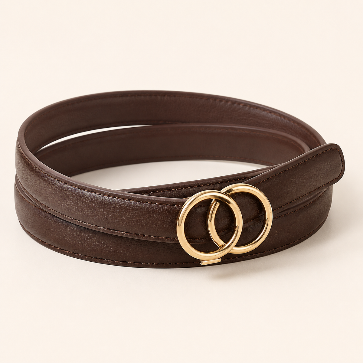 CAEL Modern Belt in espresso with gold double-ring buckle