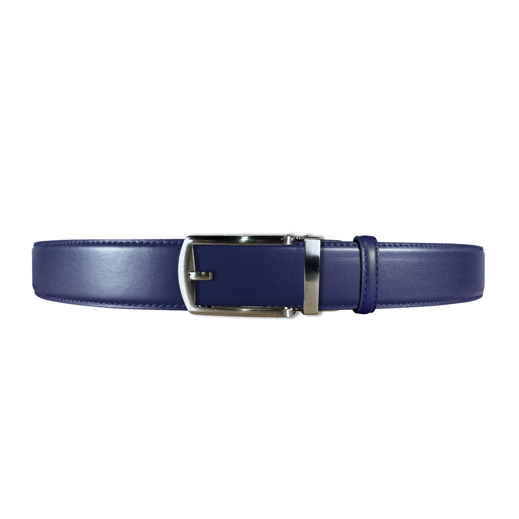 Men's Dark Navy Blue Belt - Gun Metal Grey Brushed buckle
