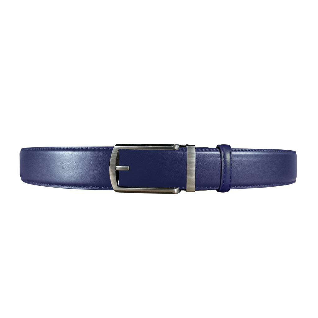 Men's Dark Navy Blue Belt - Gun Metal Grey Laser buckle