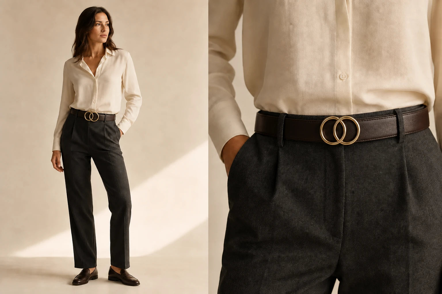 CAEL belts worn in a warm Australian interior